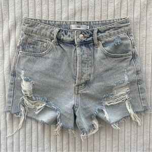 Adika High-Waisted Distressed Denim Shorts (Size Small)